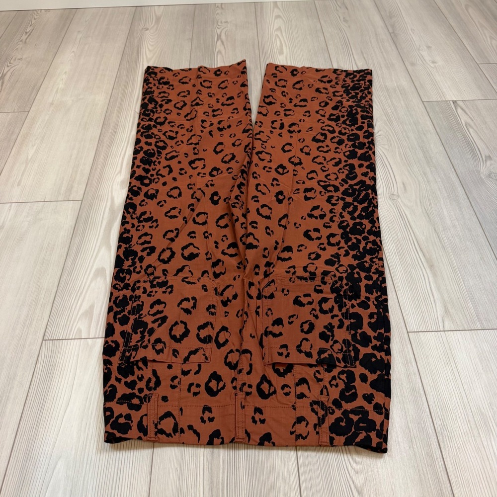 Maeve Anthropologie The Colette Leopard Print Cropped Wide Leg Pants Brown 29 - Picture 9 of 11